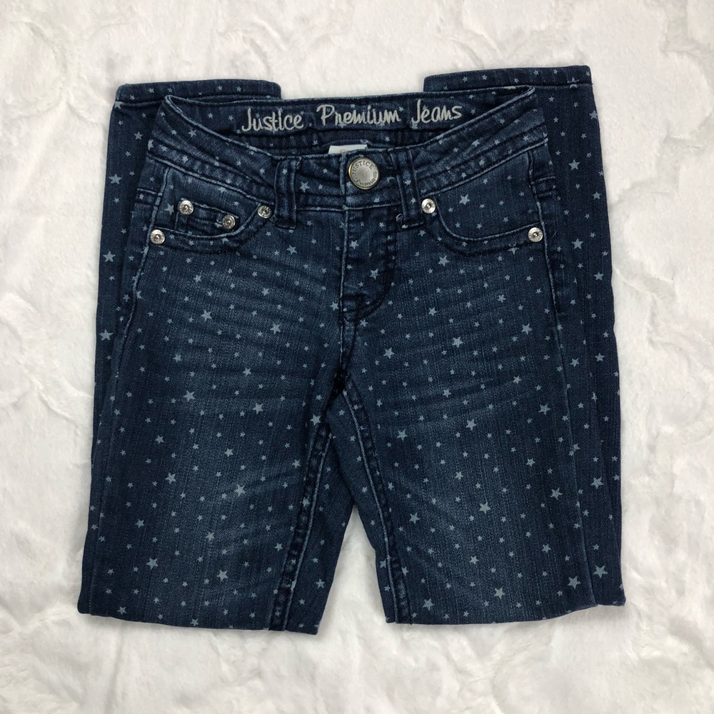 Justice Premium Skinny Jeans Star Print size 6 - Picture 5 of 7